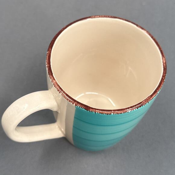 Royal Norfolk Turquoise Swirl Stoneware Coffee Tea Mugs Cabin Farmhouse MOD New - Picture 2 of 14